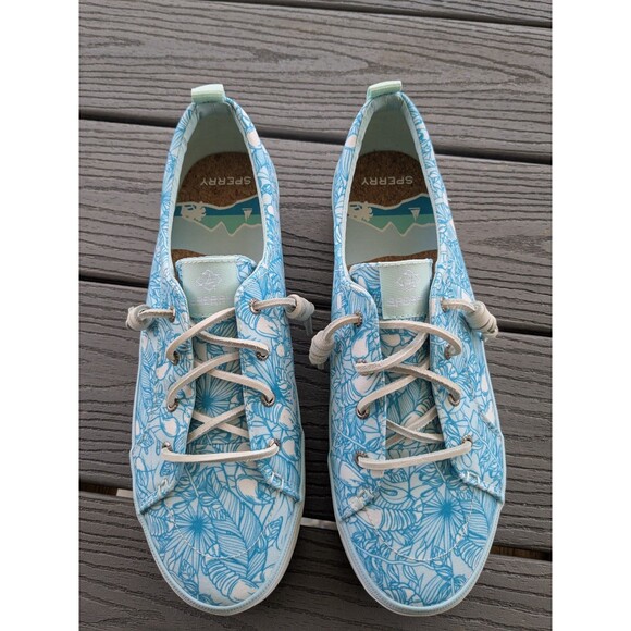 Sperry Crest Vibe Platform Sneaker Women sz 12 Blue Tropical Cushion Hawaiian - Picture 4 of 11